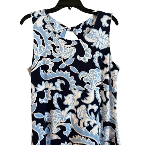 Talbots Jersey Maxi Dress Dynamic Paisley Sleeveless Size Large Blue - Picture 2 of 6